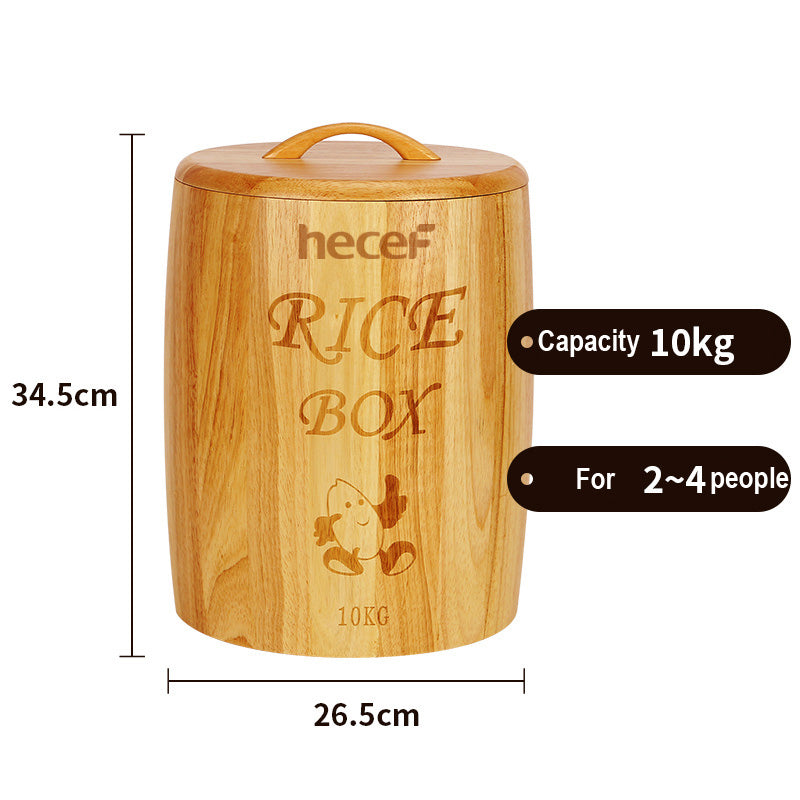hecef Solid Wood Rice Storage Box 10Kg Rice Storage Container - Hecef Kitchen