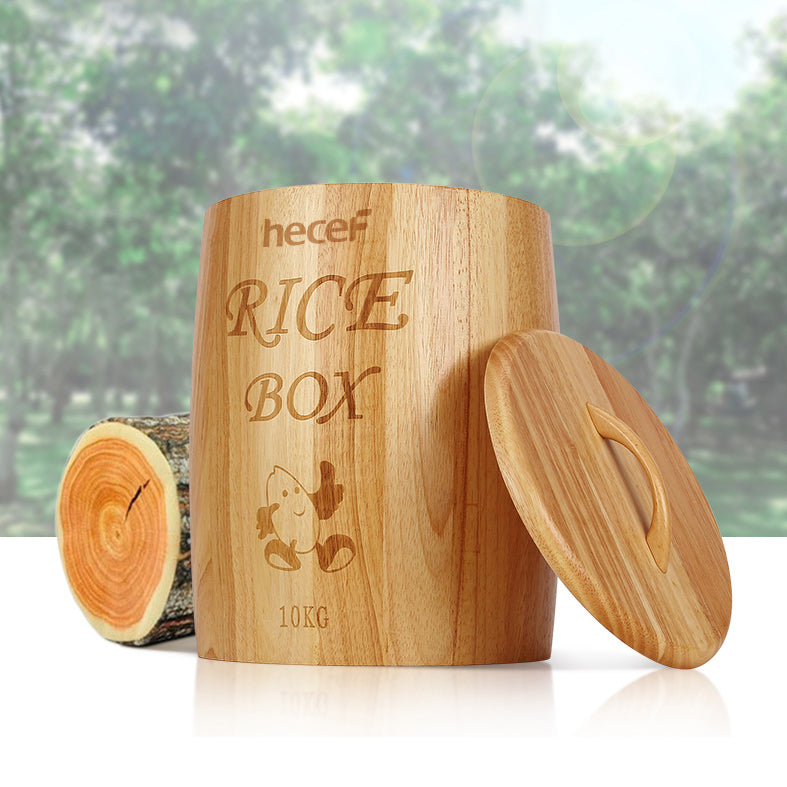hecef Solid Wood Rice Storage Box 10Kg Rice Storage Container - Hecef Kitchen
