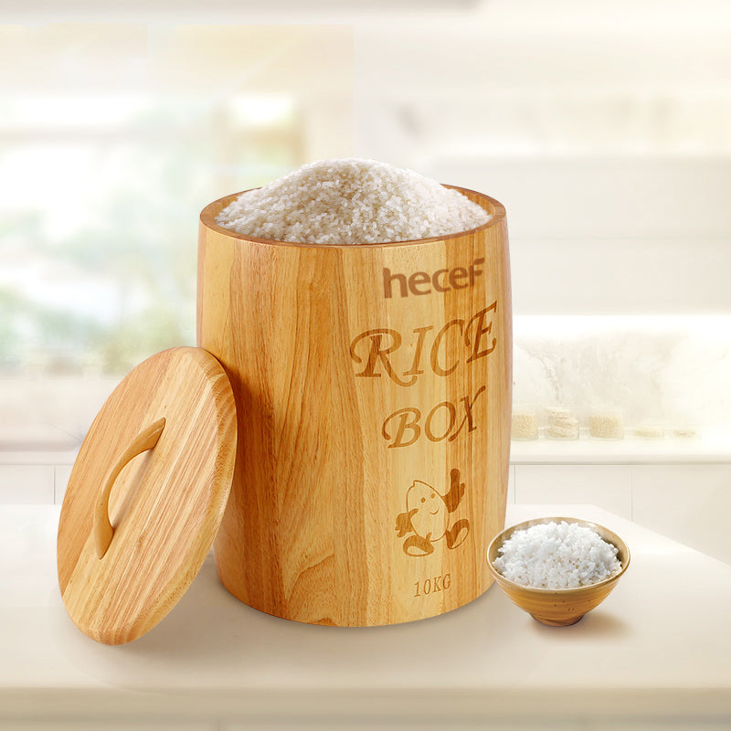 hecef Solid Wood Rice Storage Box 10Kg Rice Storage Container - Hecef Kitchen