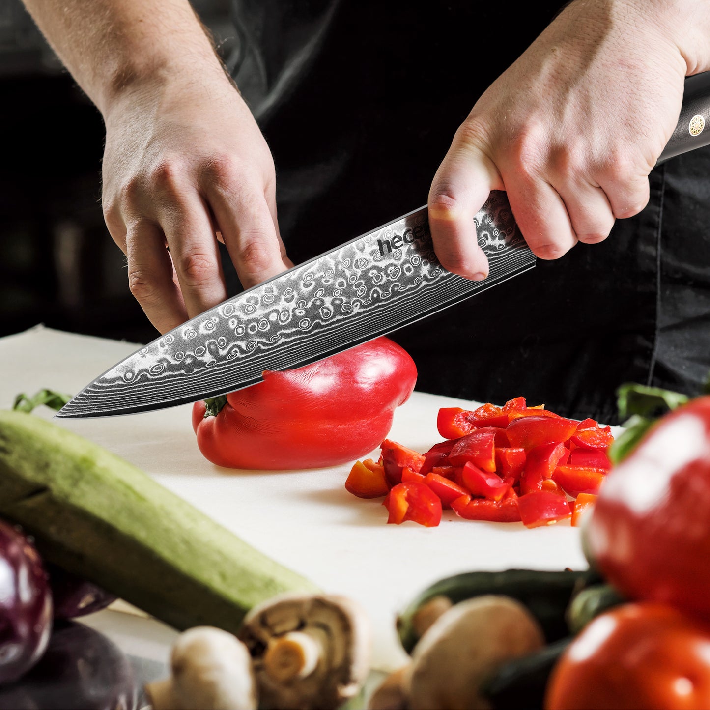 Hecef Japanese Damascus Chef Knife 8 inch/ 20 cm Razor Sharp Professional Chef Cooking Knife 67 Layers Damascus VG10 Steel - Hecef Kitchen