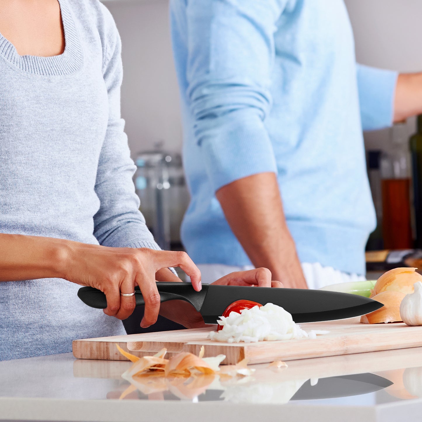 Hecef 6-Piece Stainless Steel Chef Cooking Knife Set with Blade Sheaths, Dishwasher Safe - Hecef Kitchen