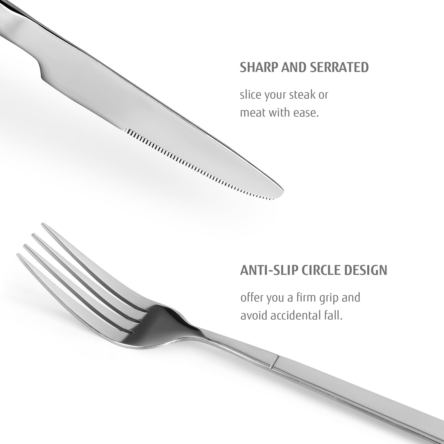 Hecef 16-Piece Flatware Set, Stainless Steel Silverware with Black Titanium Coating, Serves for 4