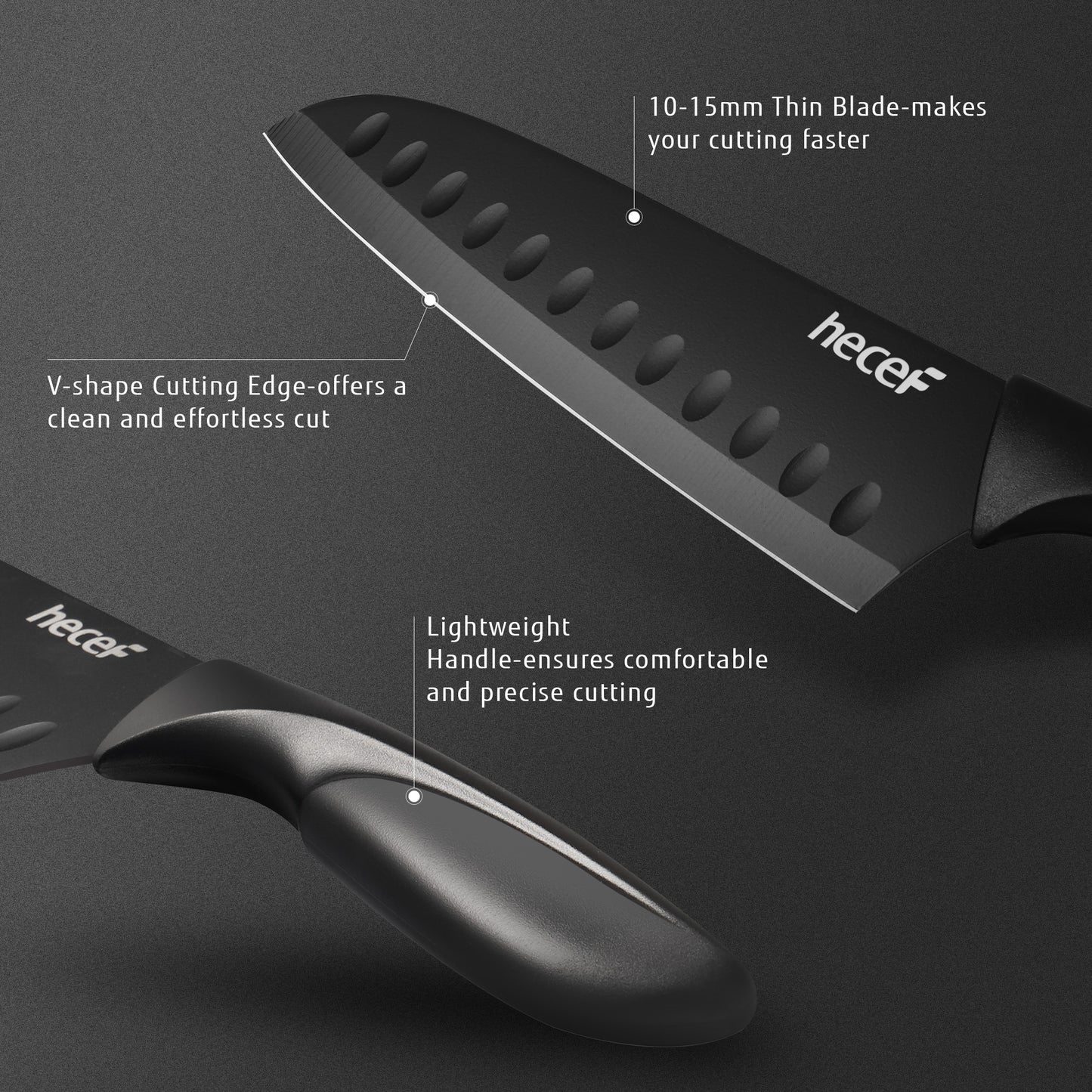 Hecef 6-Piece Stainless Steel Chef Cooking Knife Set with Blade Sheaths, Dishwasher Safe - Hecef Kitchen