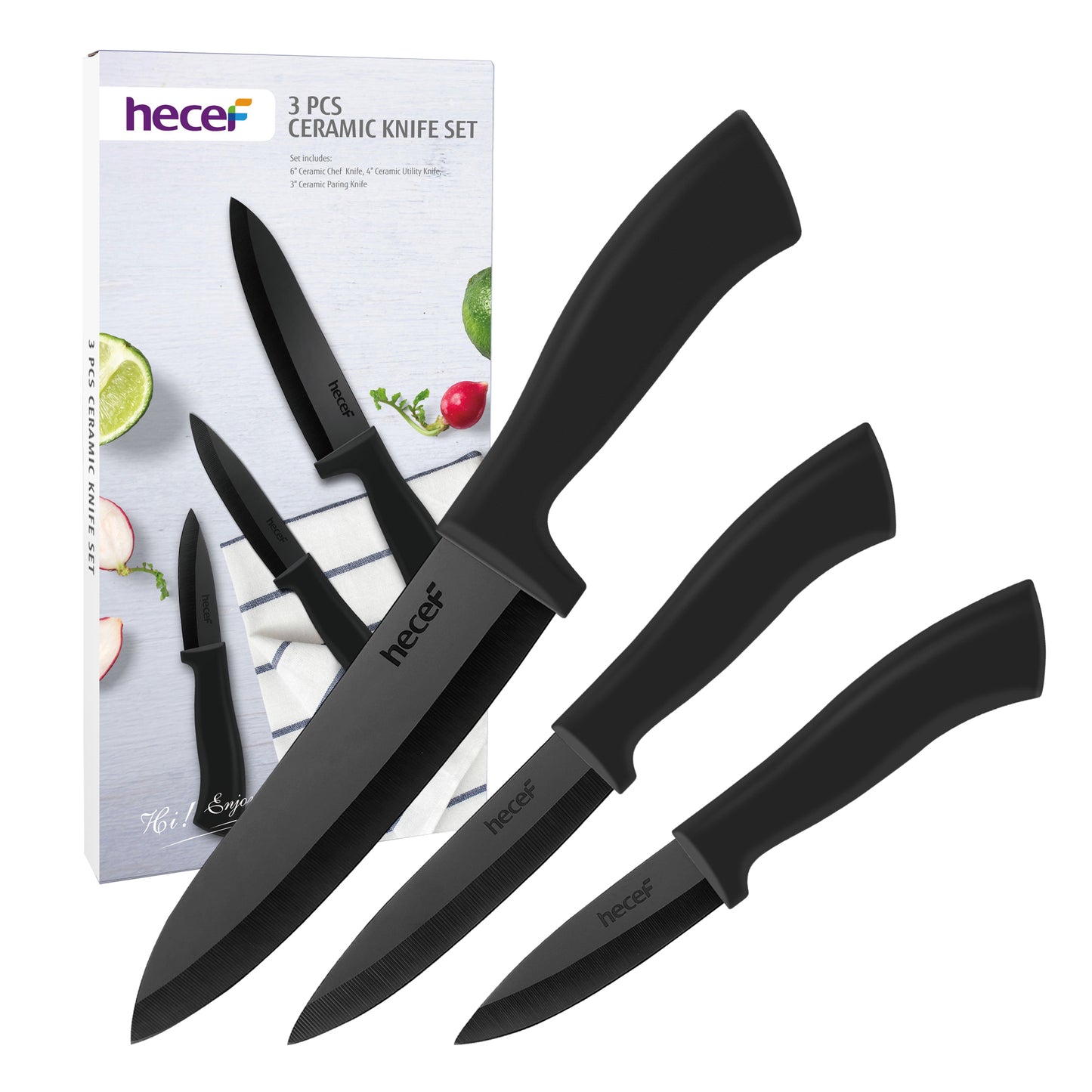 Three piece ceramic knife set - Hecef Kitchen