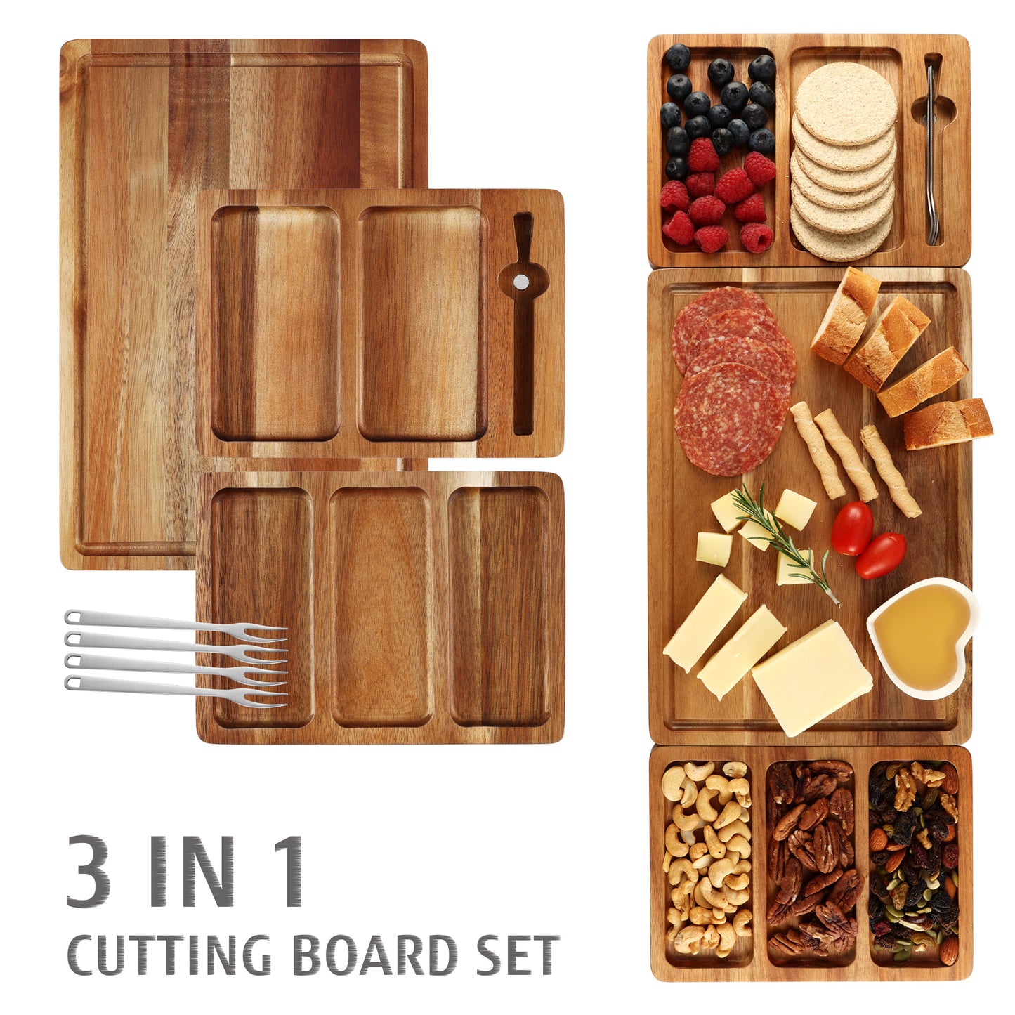 Hecef Large 25" Magnetic Charcuterie Board set, Acacia Wood Cheese Boards Serving Tray - Hecef Kitchen