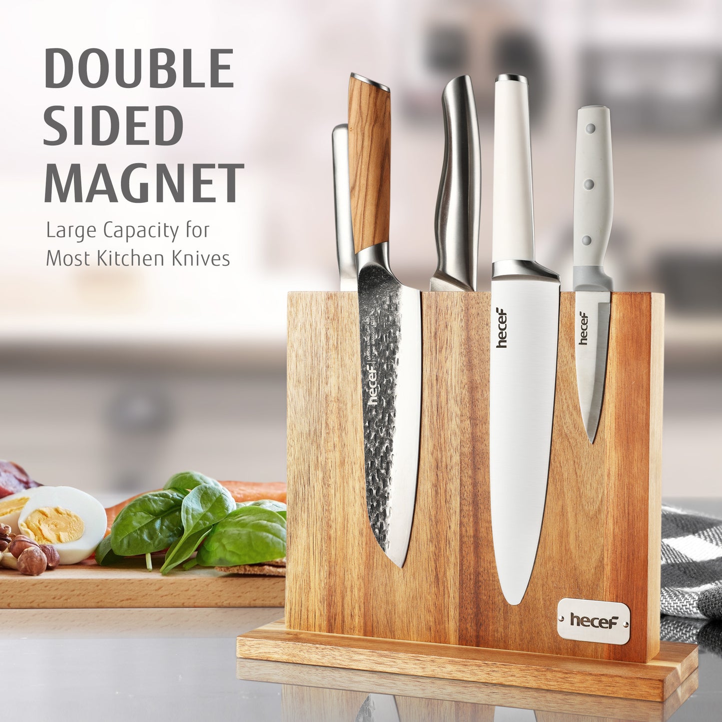 Acacia wood magnet knife holder - Hecef Kitchen