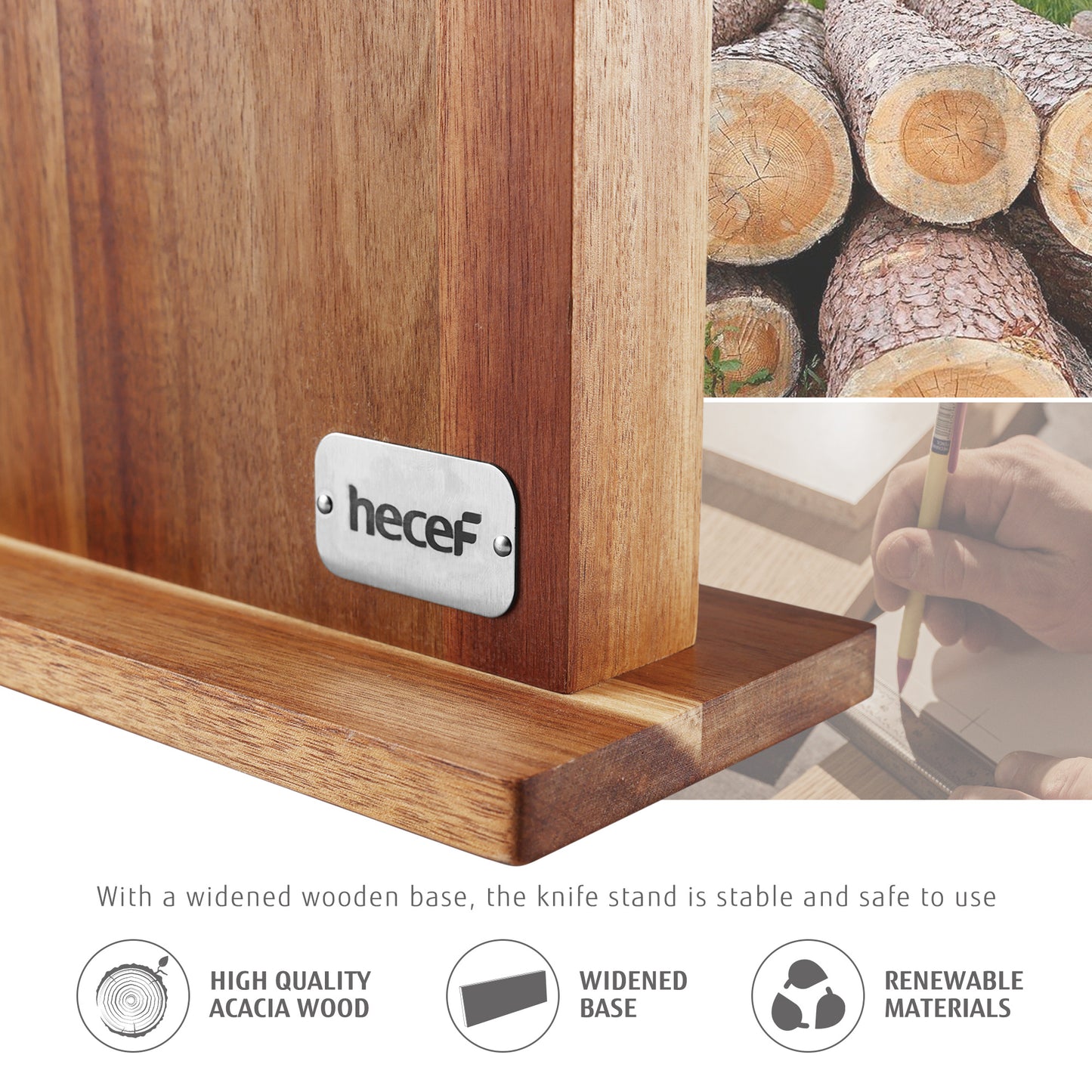 Acacia wood magnet knife holder - Hecef Kitchen