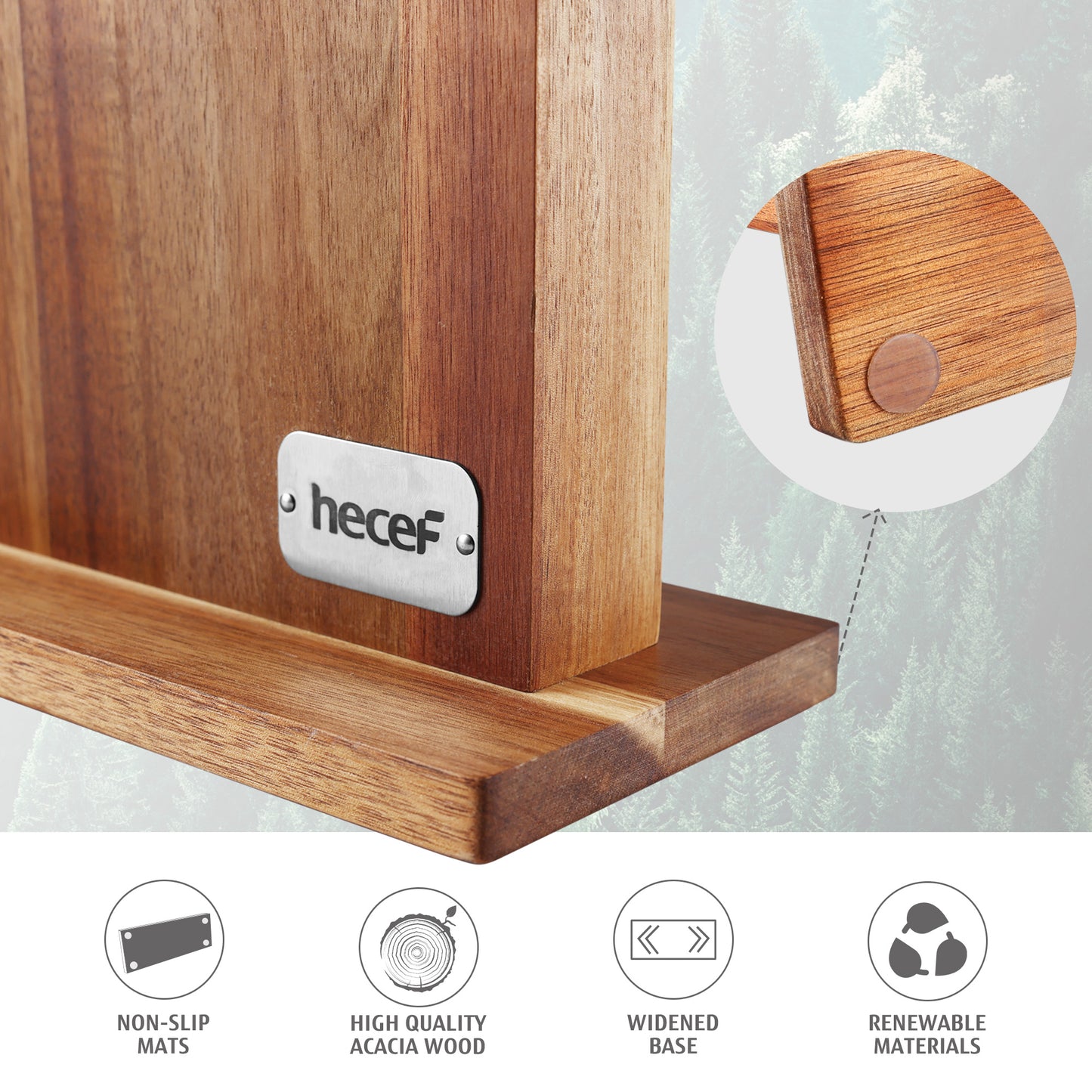 Acacia wood magnet knife holder - Hecef Kitchen