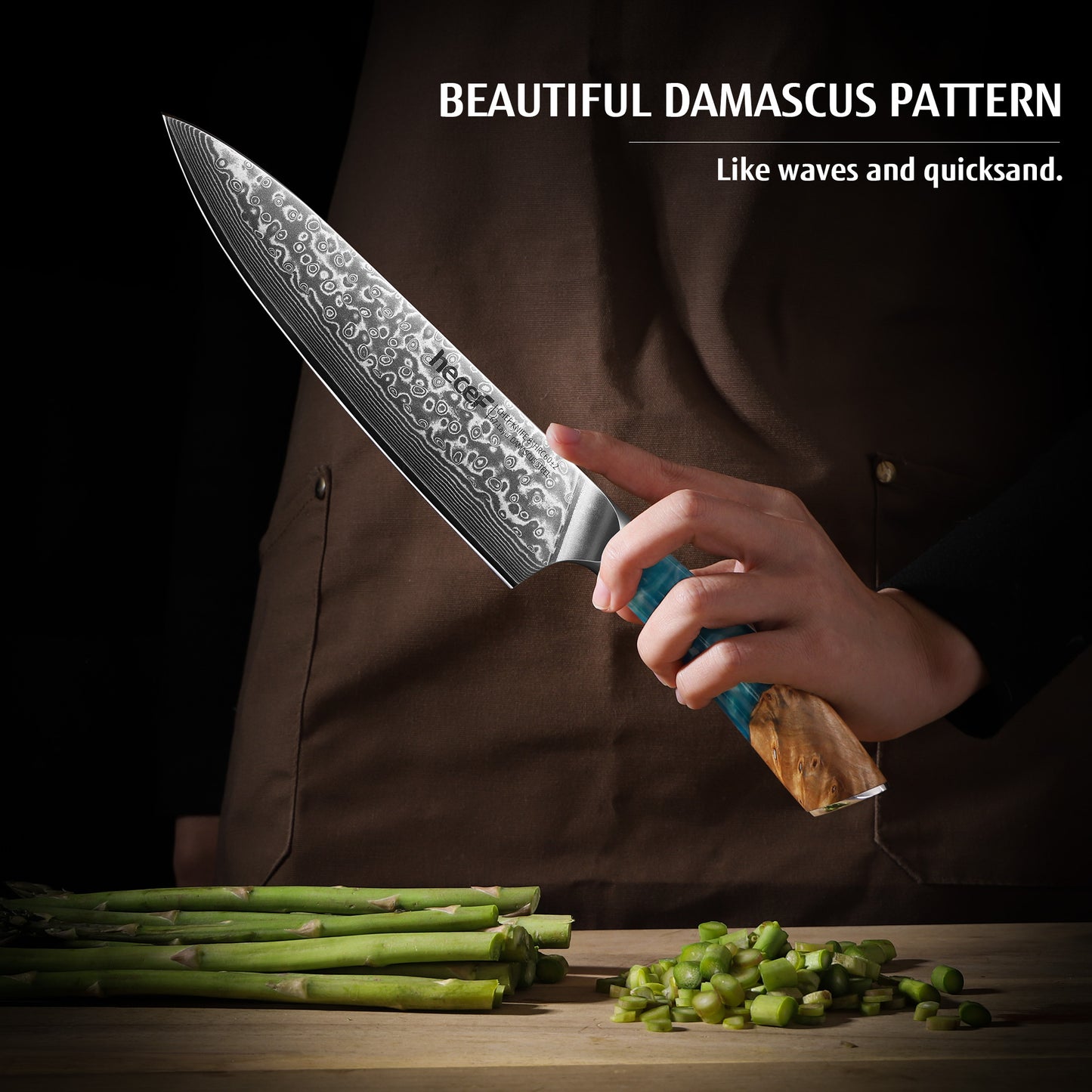 Hecef Japanese Damascus Chef Knife 8 inch/ 20 cm Razor Sharp Professional Chef Cooking Knife 67 Layers Damascus VG10 Steel - Hecef Kitchen