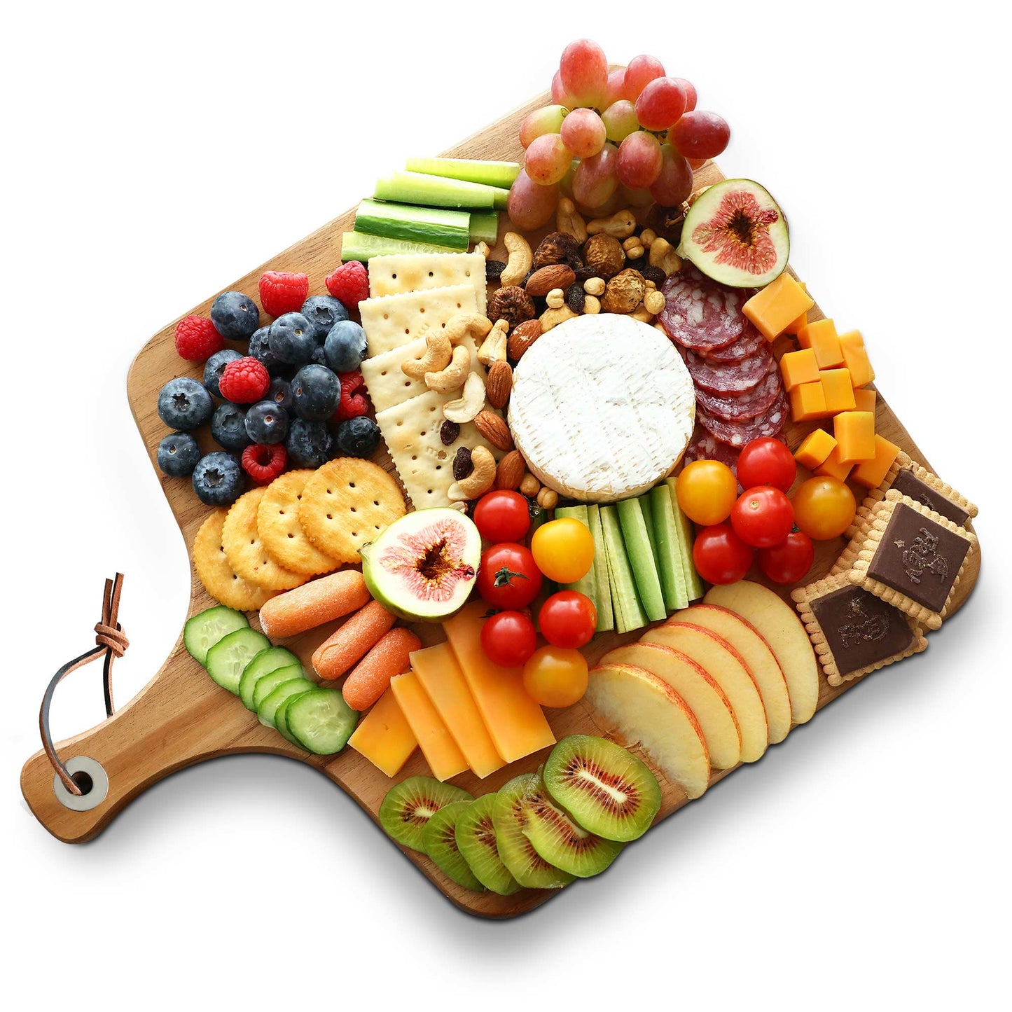 Hecef Square Charcuterie Board, Wooden Serving Cheese Board with Handle, 16.5 inch - Hecef Kitchen
