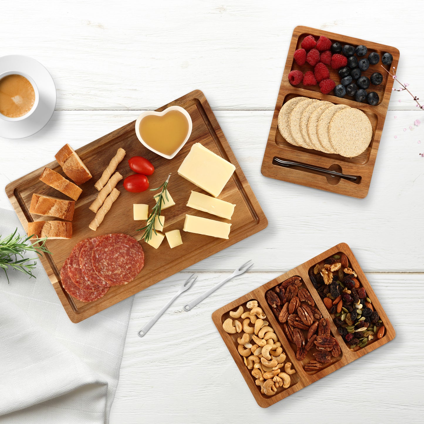 Hecef Large 25" Magnetic Charcuterie Board set, Acacia Wood Cheese Boards Serving Tray - Hecef Kitchen