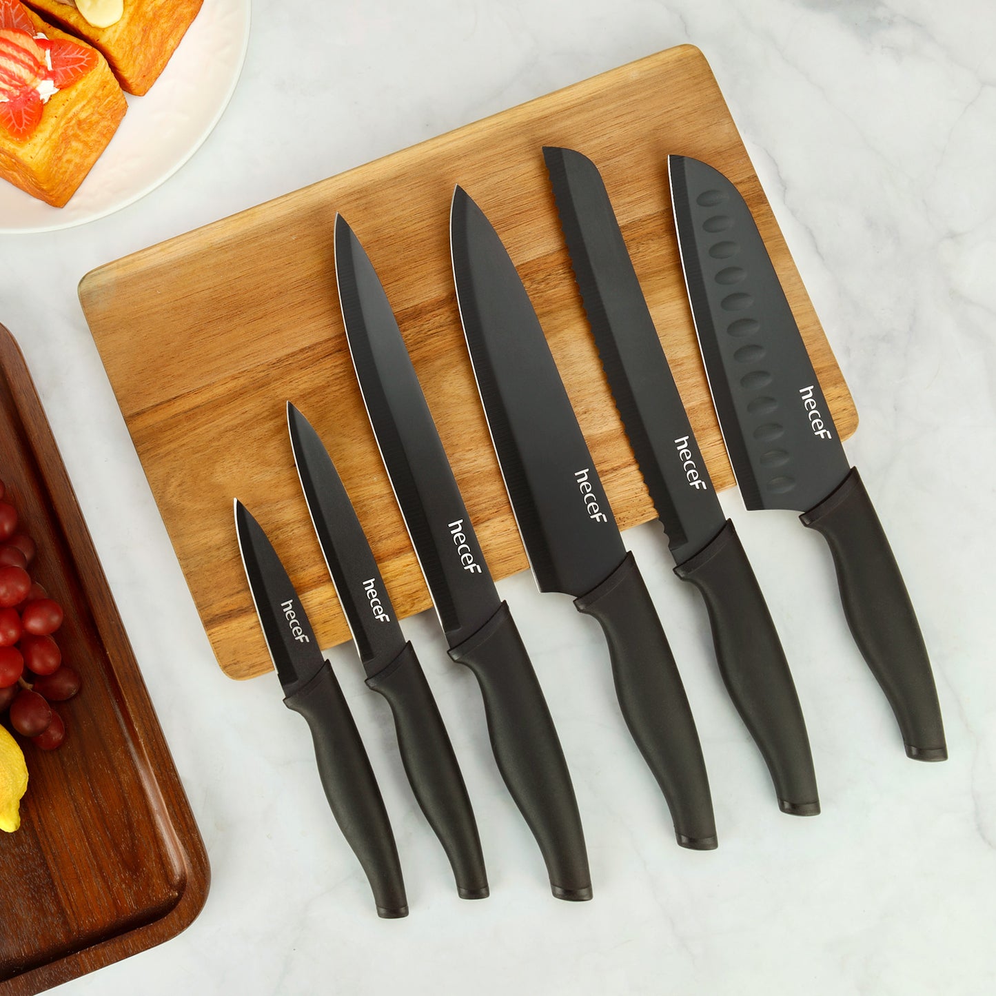 Hecef Kitchen Black-Oxided Knife Set of 6 with Knife Sheaths - Hecef Kitchen