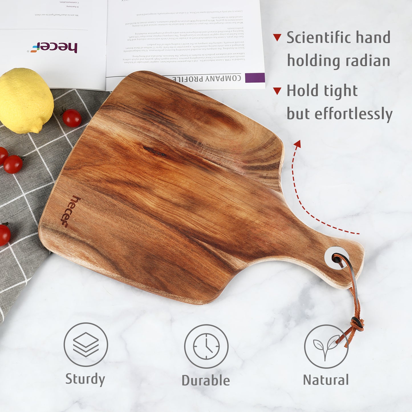 Hecef Acacia Wooden Cheese Board Gift Set with Cheese Knife & Fork - Hecef Kitchen