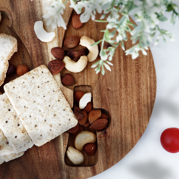 Hecef Oval Acacia Wood Cheese Board Gift Set with White Marble & Knife - Hecef Kitchen