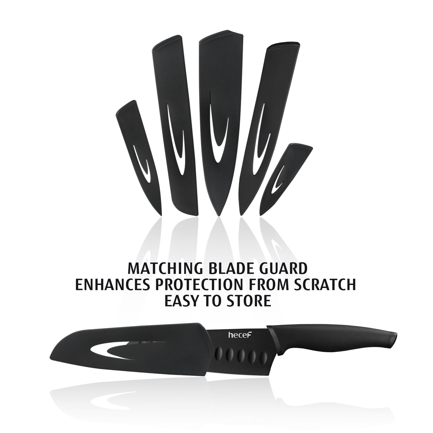 Hecef Kitchen Black-Oxided Knife Set of 6 with Knife Sheaths - Hecef Kitchen