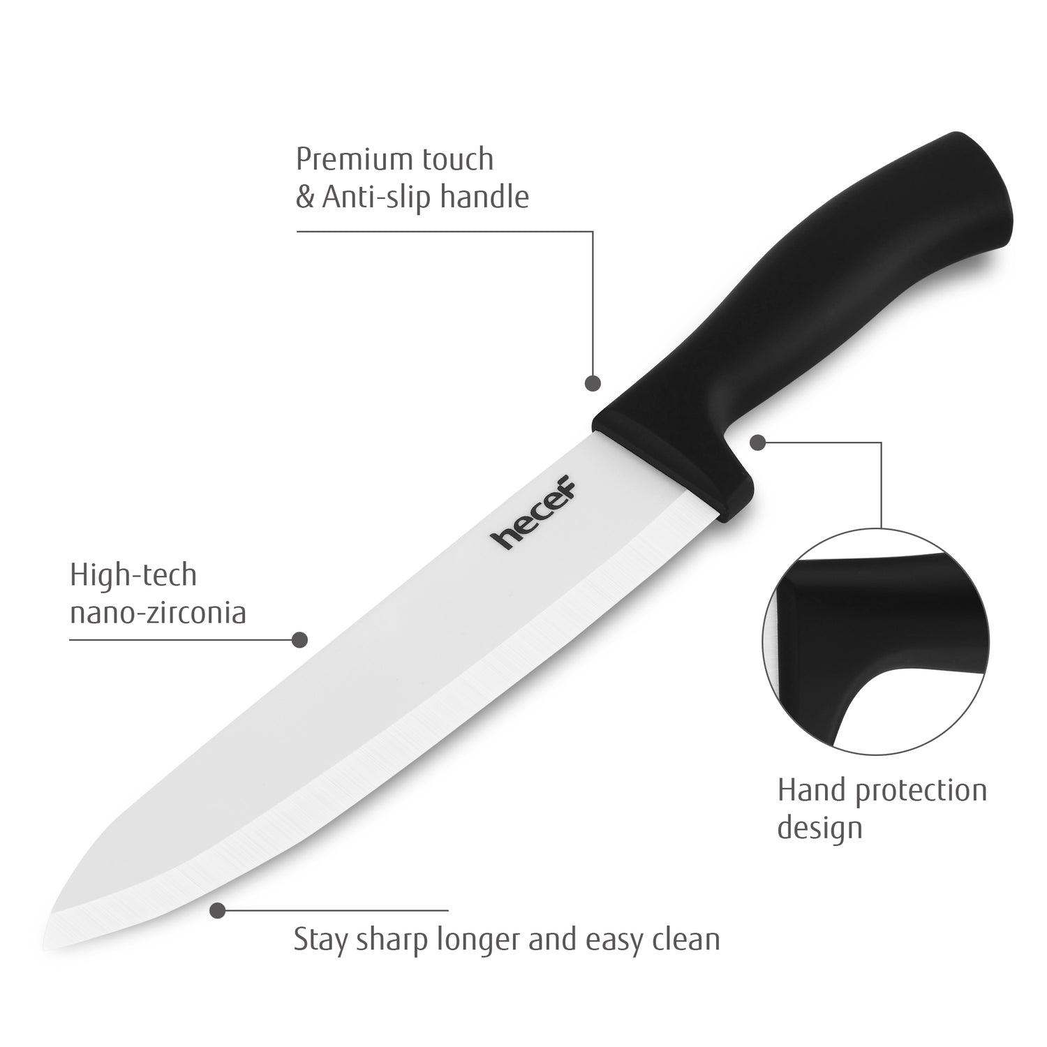 Hecef 3 PCS White Ceremic Chef's Knife,Utility Knife, Fruit Paring Knife - Hecef Kitchen