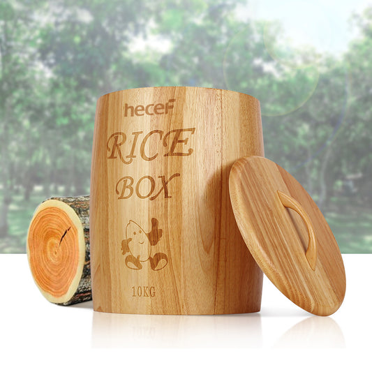 hecef Solid Wood Rice Storage Box 10Kg Rice Storage Container - Hecef Kitchen