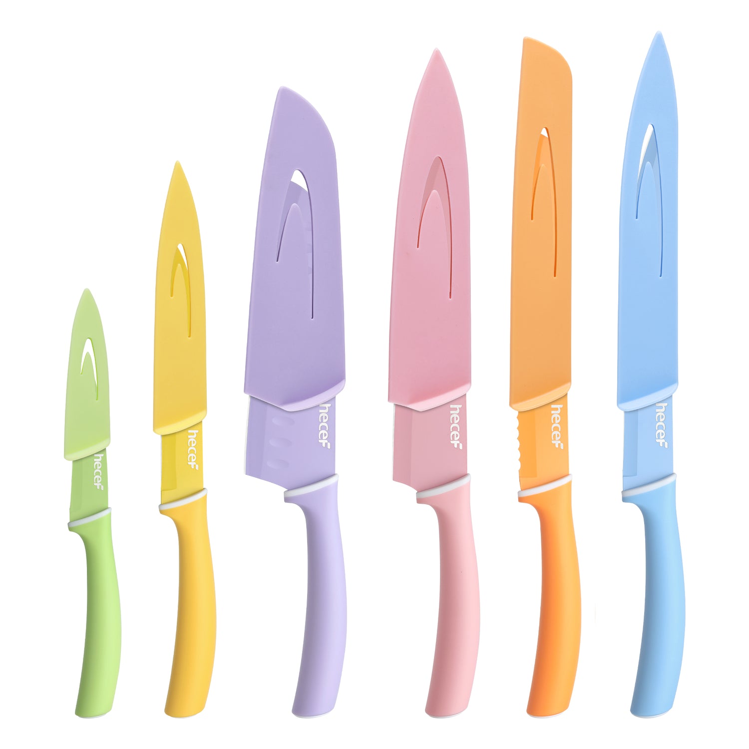 hecef Colorful Knife Set, 6 Pieces Kitchen Knife Set with Covers, Stai –  Hecef Kitchen