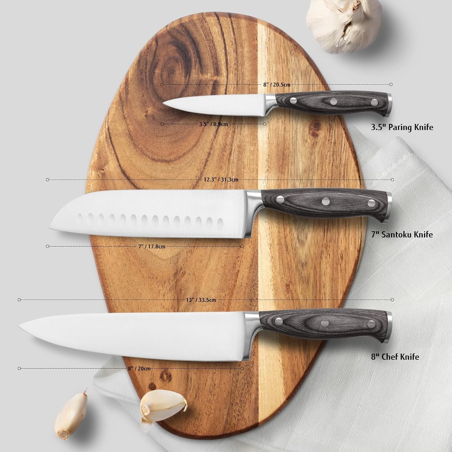 Hecef 3-Piece Professional Kitchen Knife Set, German Steel Extra Sharp Chef Knife Set - Hecef Kitchen
