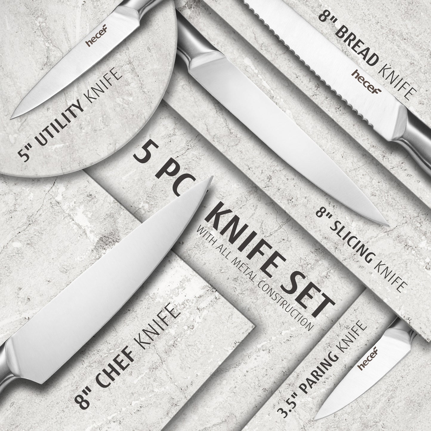29 Series Five Piece Sanding Hollow Handle Knife - Hecef Kitchen