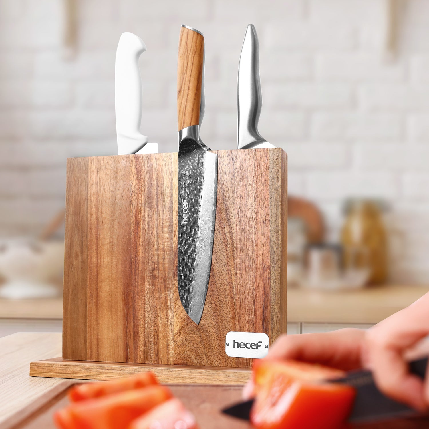 Acacia wood magnet knife holder - Hecef Kitchen