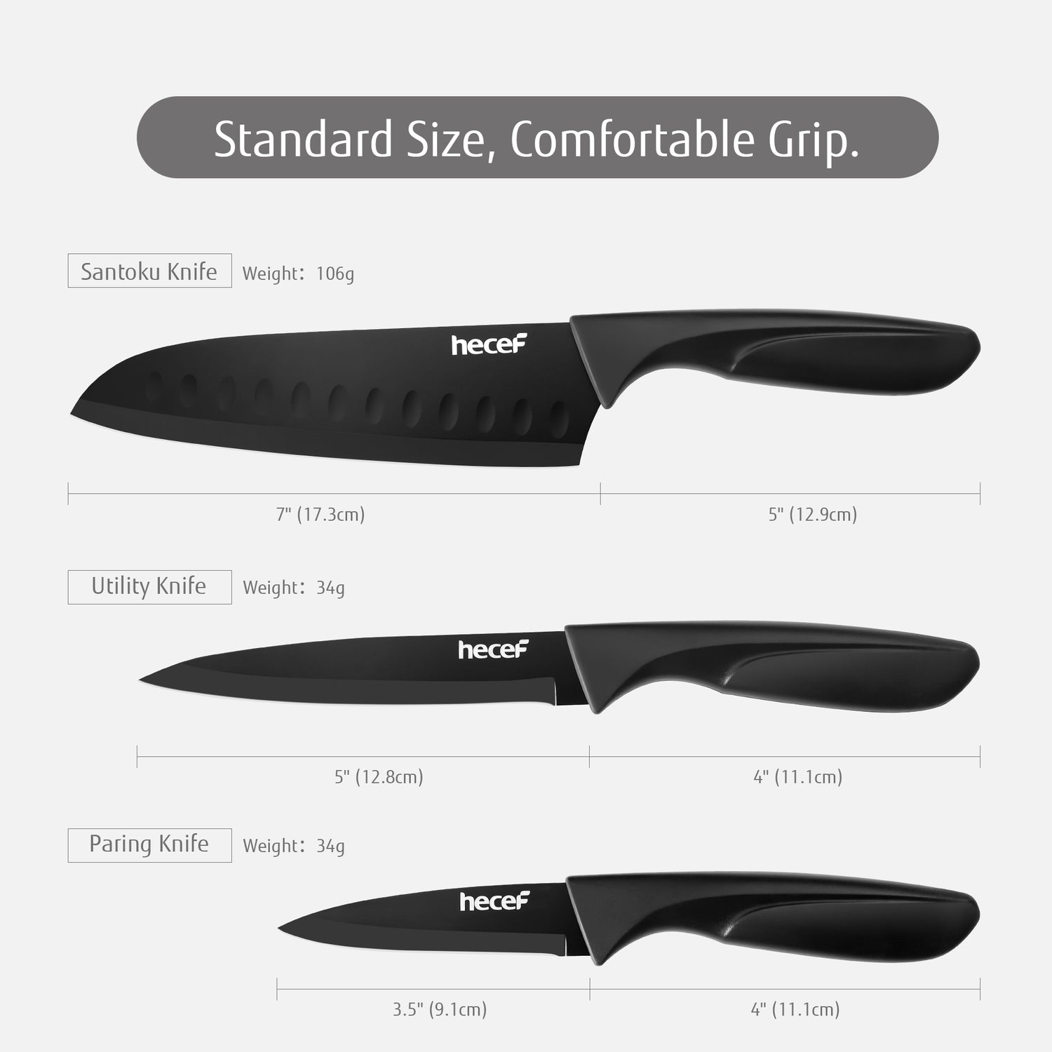 Hecef 3 Pieces Knife Set, Sharp Stainless Steel Chef Cooking Knife - Hecef Kitchen