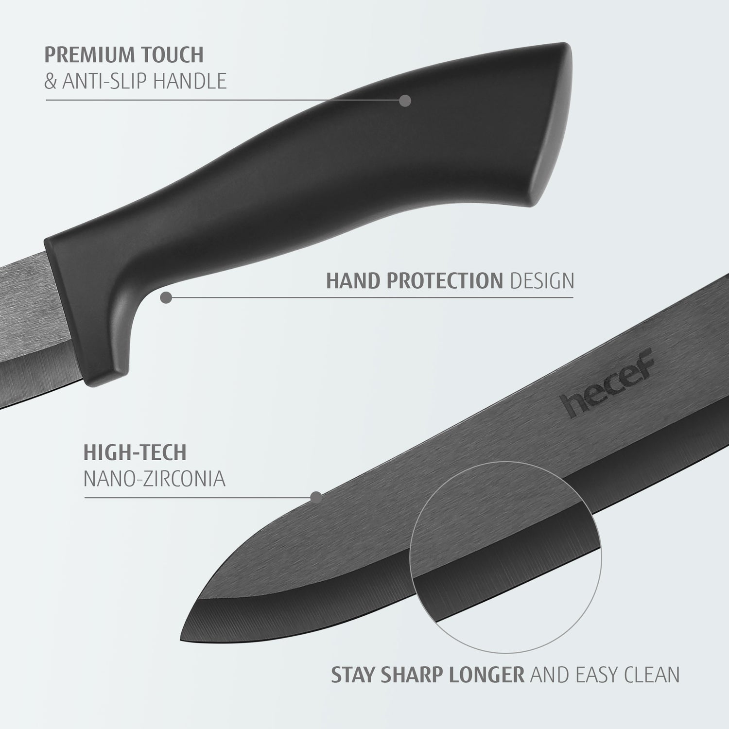 Hecef 3 PCS White Ceremic Chef's Knife,Utility Knife, Fruit Paring Knife - Hecef Kitchen
