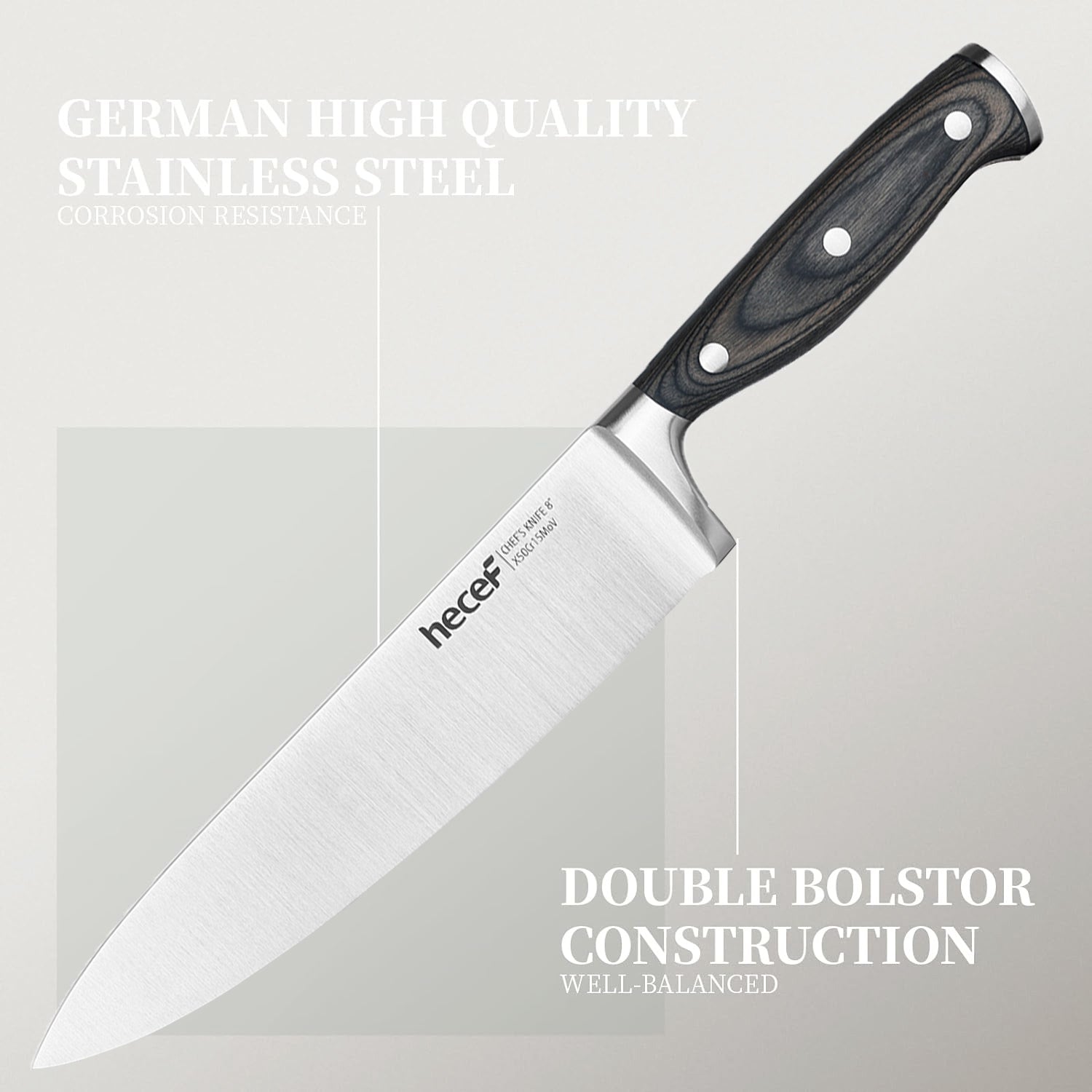 Hecef 3-Piece Professional Kitchen Knife Set, German Steel Extra Sharp Chef Knife Set - Hecef Kitchen