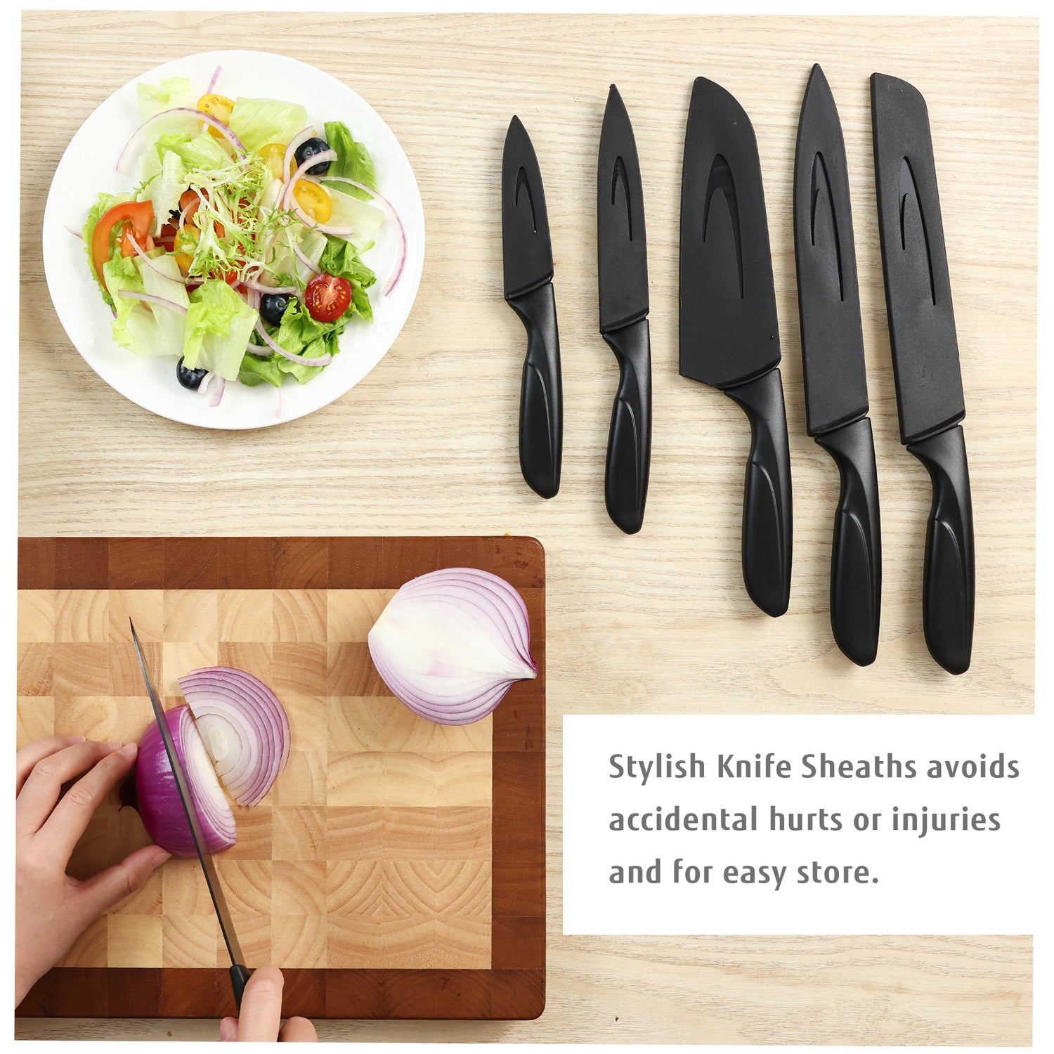 Hecef 6-Piece Stainless Steel Chef Cooking Knife Set with Blade Sheaths, Dishwasher Safe - Hecef Kitchen