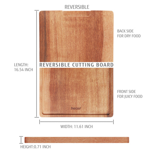 Hecef 16 inches Wooden Cutting Board with Juice Grooves, Premium Sandalwood Kitchen Chopping Board - Hecef Kitchen