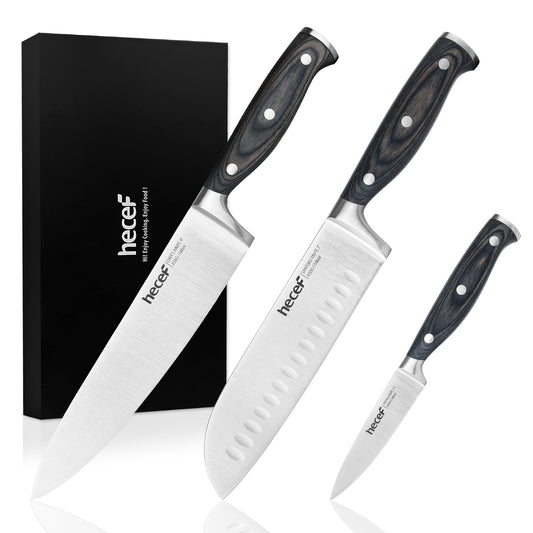 Hecef 3-Piece Professional Kitchen Knife Set, German Steel Extra Sharp Chef Knife Set - Hecef Kitchen