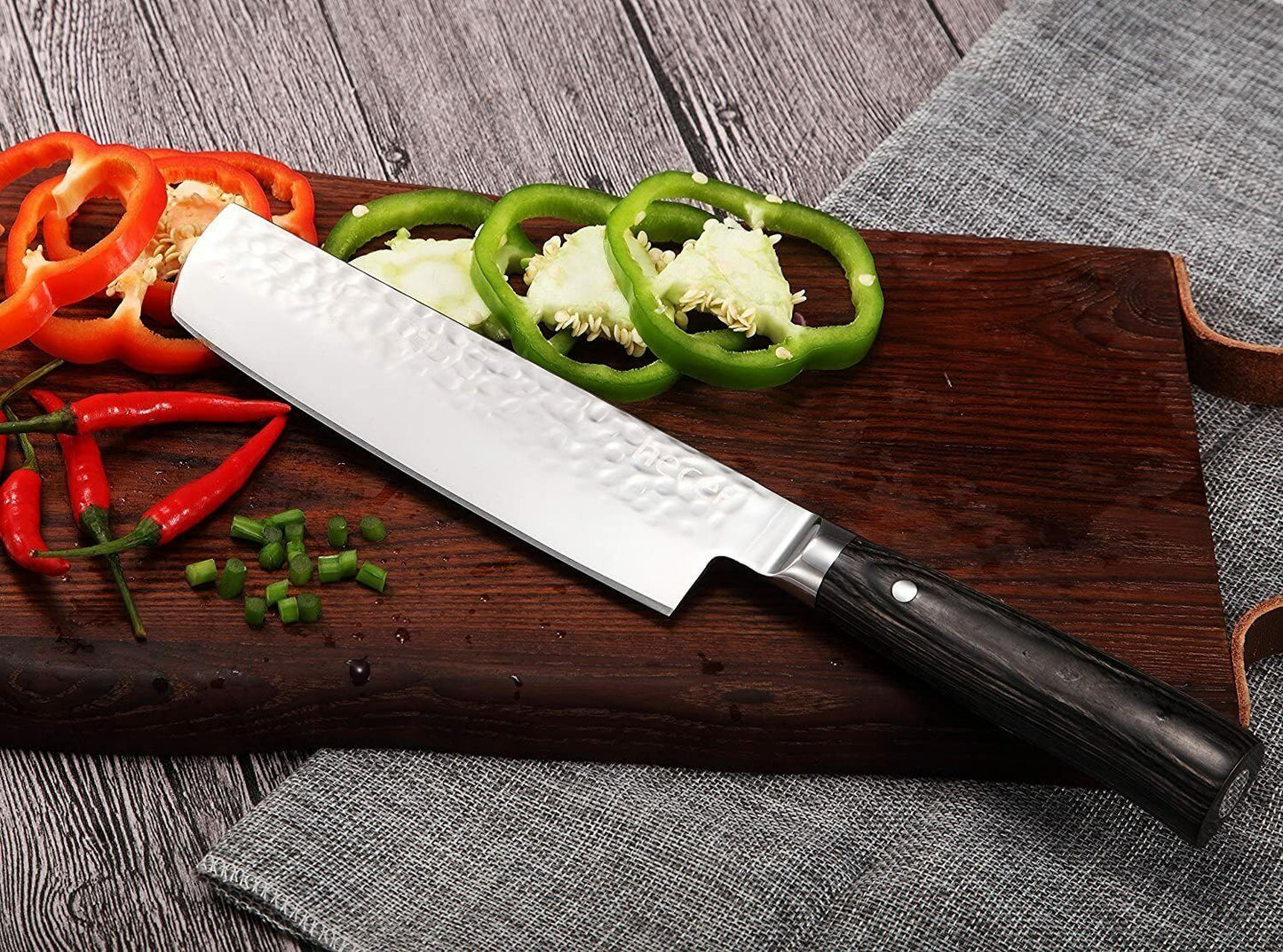Hecef 7inch/ 18cm Japenese Professional Chef Knife Nakiri Kitchen Knife Set Stainless Steel Cooking Knife for Vegetables Fruit - Hecef Kitchen