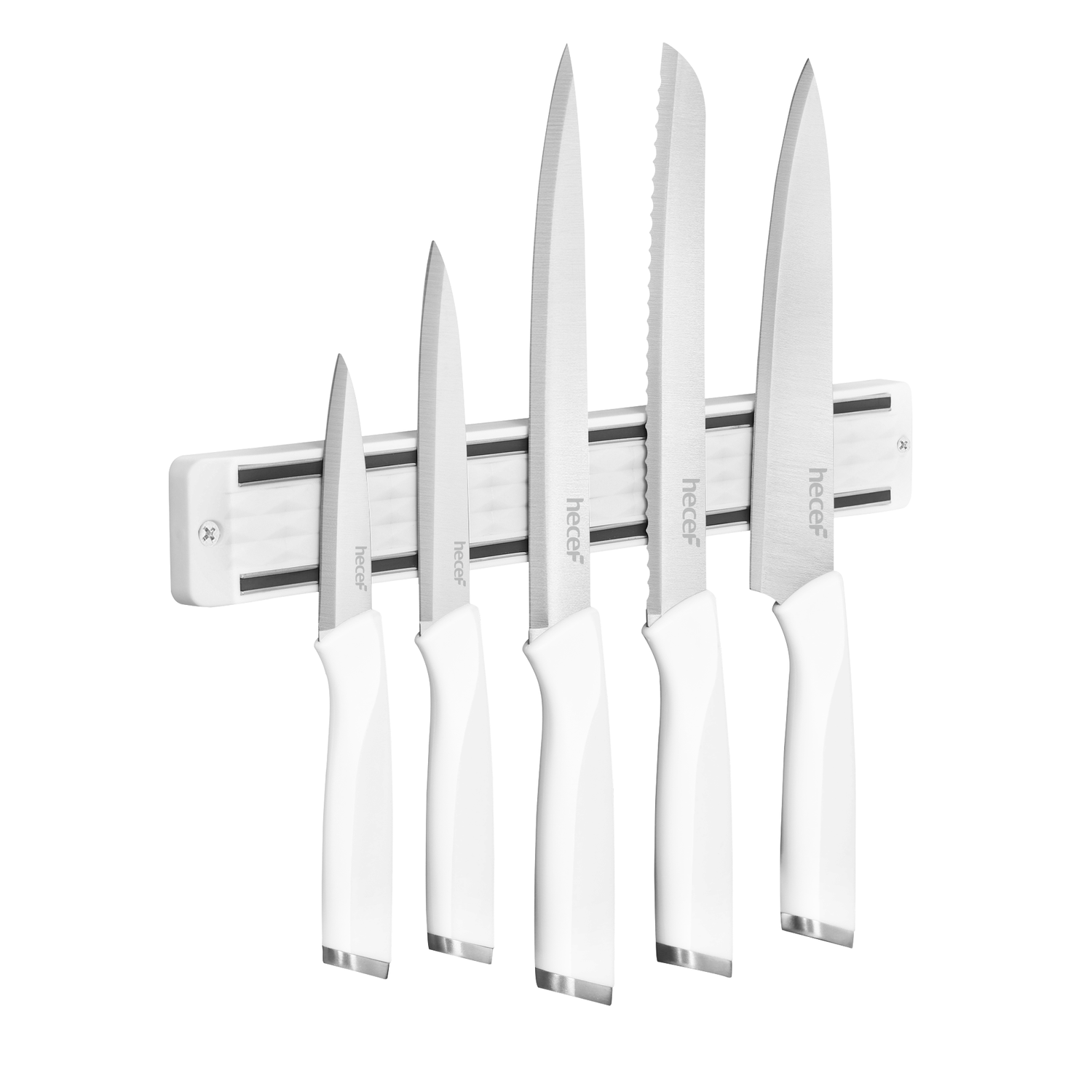 Diamosteel 5 PCS Kitchen Knife Set with Magnetic Knife Strip for Wall - Hecef Kitchen
