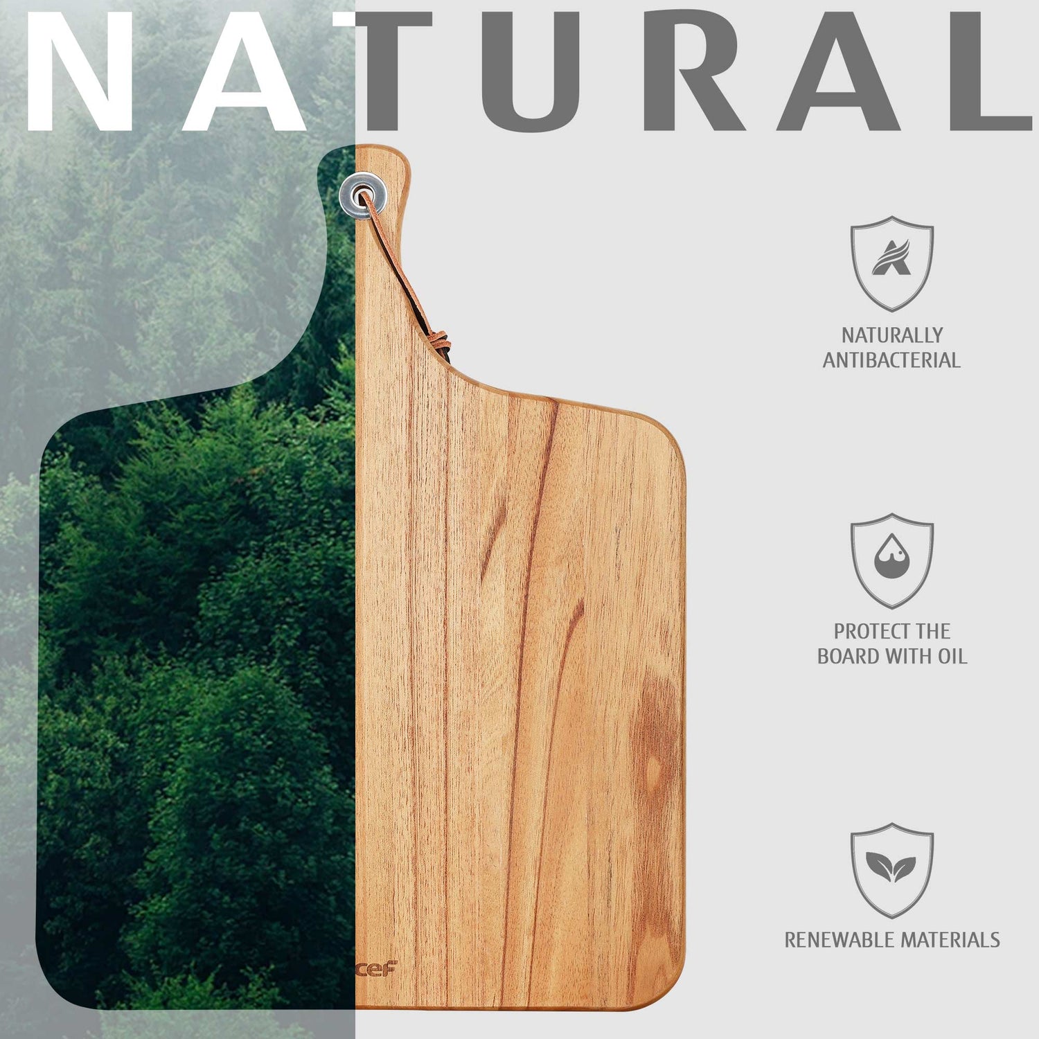 Hecef Square Charcuterie Board, Wooden Serving Cheese Board with Handle, 16.5 inch - Hecef Kitchen