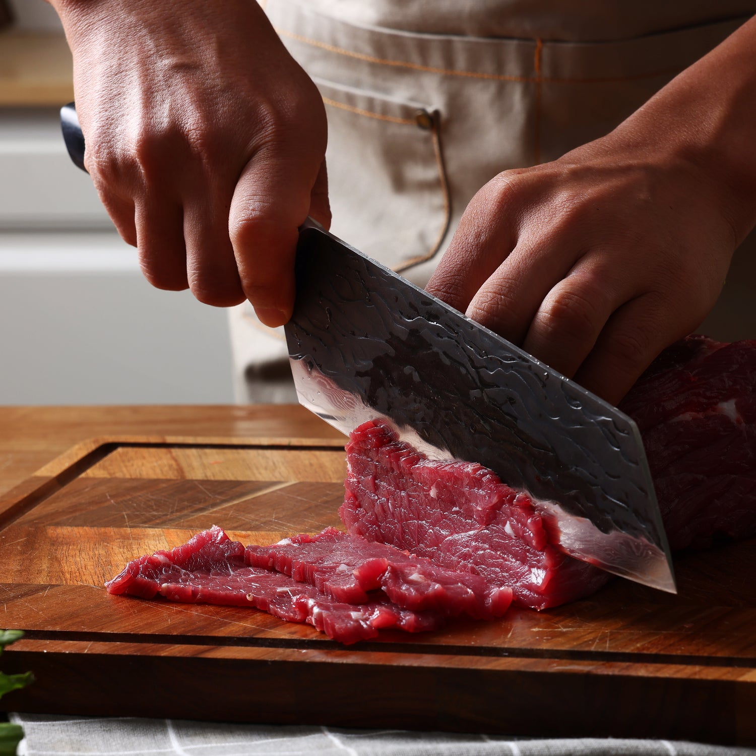 Damascus Clever Knife Japanese, Ultra Sharp Damascus Steel Black Oxide Hammered Chef Cleaver Bunka Knife - Hecef Kitchen
