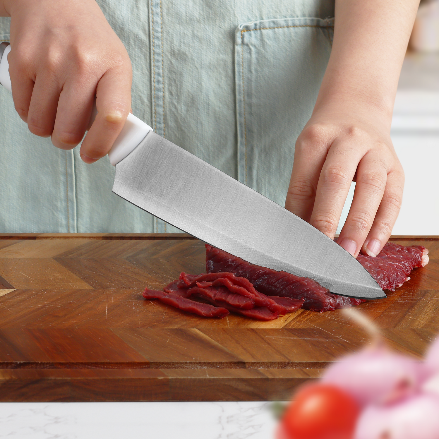 Diamosteel 5 PCS Kitchen Knife Set with Magnetic Knife Strip for Wall - Hecef Kitchen