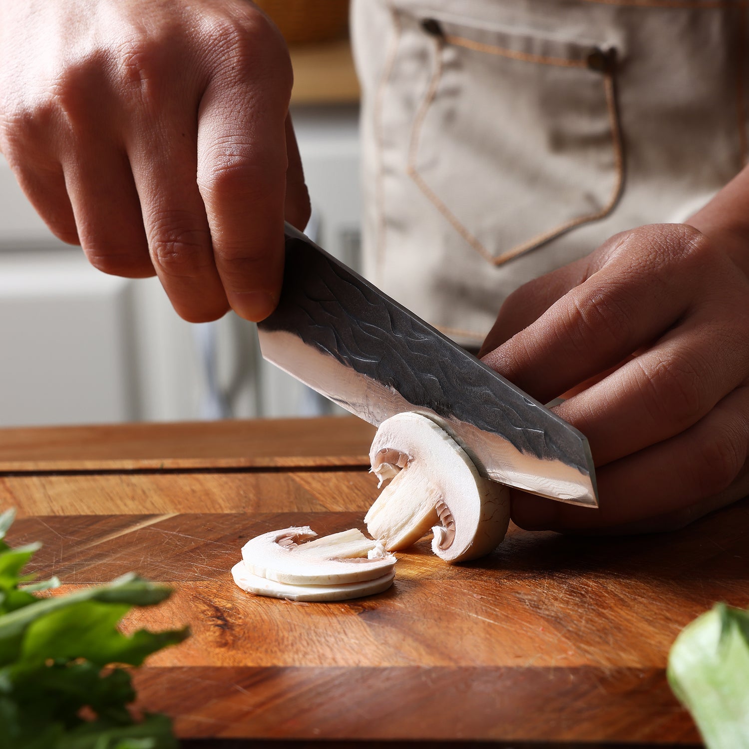Damascus Clever Knife Japanese, Ultra Sharp Damascus Steel Black Oxide Hammered Chef Cleaver Bunka Knife - Hecef Kitchen