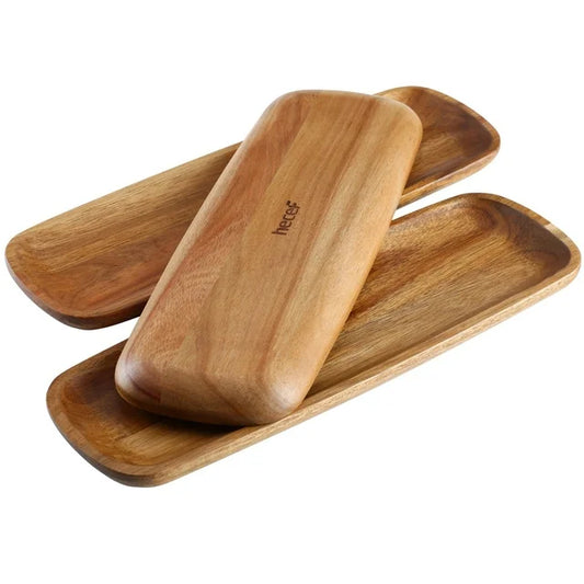 Hecef 3Pcs Charcuterie Board Platter Set, Acacia Wood Serving Tray Cheese Boards Dessert Table Display Set - Hecef Kitchen