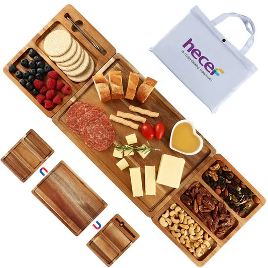 Hecef Large 25" Magnetic Charcuterie Board set, Acacia Wood Cheese Boards Serving Tray - Hecef Kitchen