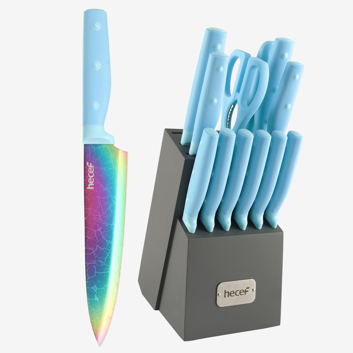 WopZra Rainbow Knife Set, Kitchen Knives Set with Acrylic Block, Thick  Blade Cutlery Knife Block Set, Chef Sharp Quality for Home & Pro Use, Best  Gift