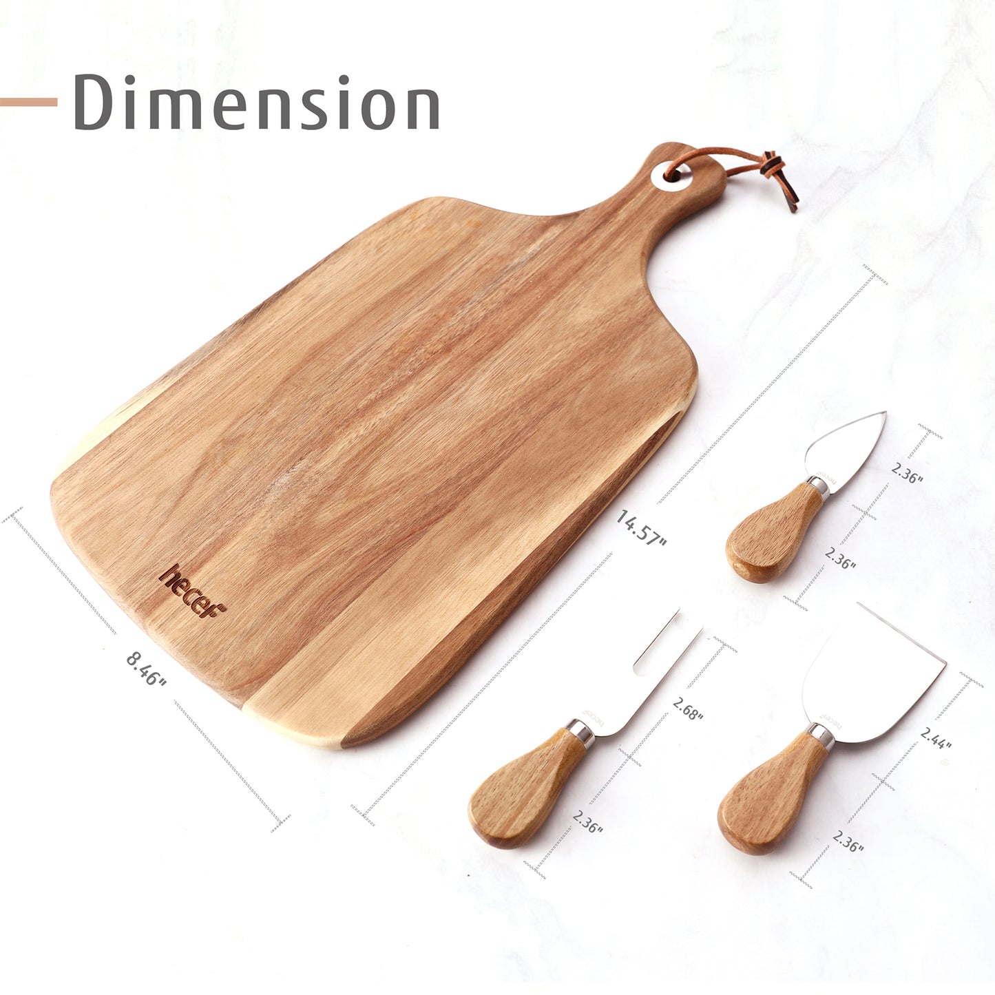 Upgrade 4 Pcs Acacia Wood Cheese Cutting Charcuterie Board Meat Fruit & Crackers - Hecef Kitchen