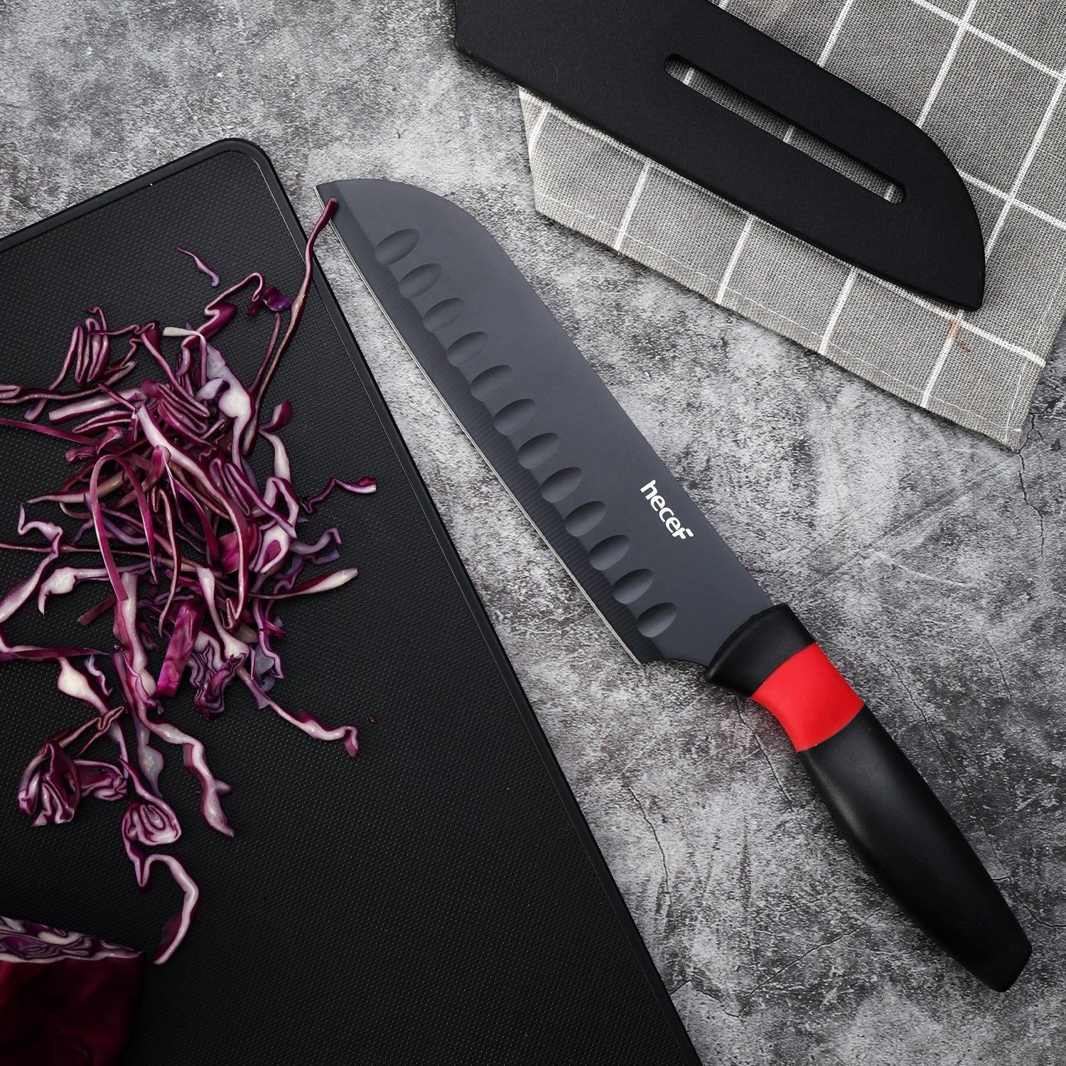 Hecef Kitchen Red Dot Knife Set 8pcs with Cutting Boards & Sheaths - Hecef Kitchen