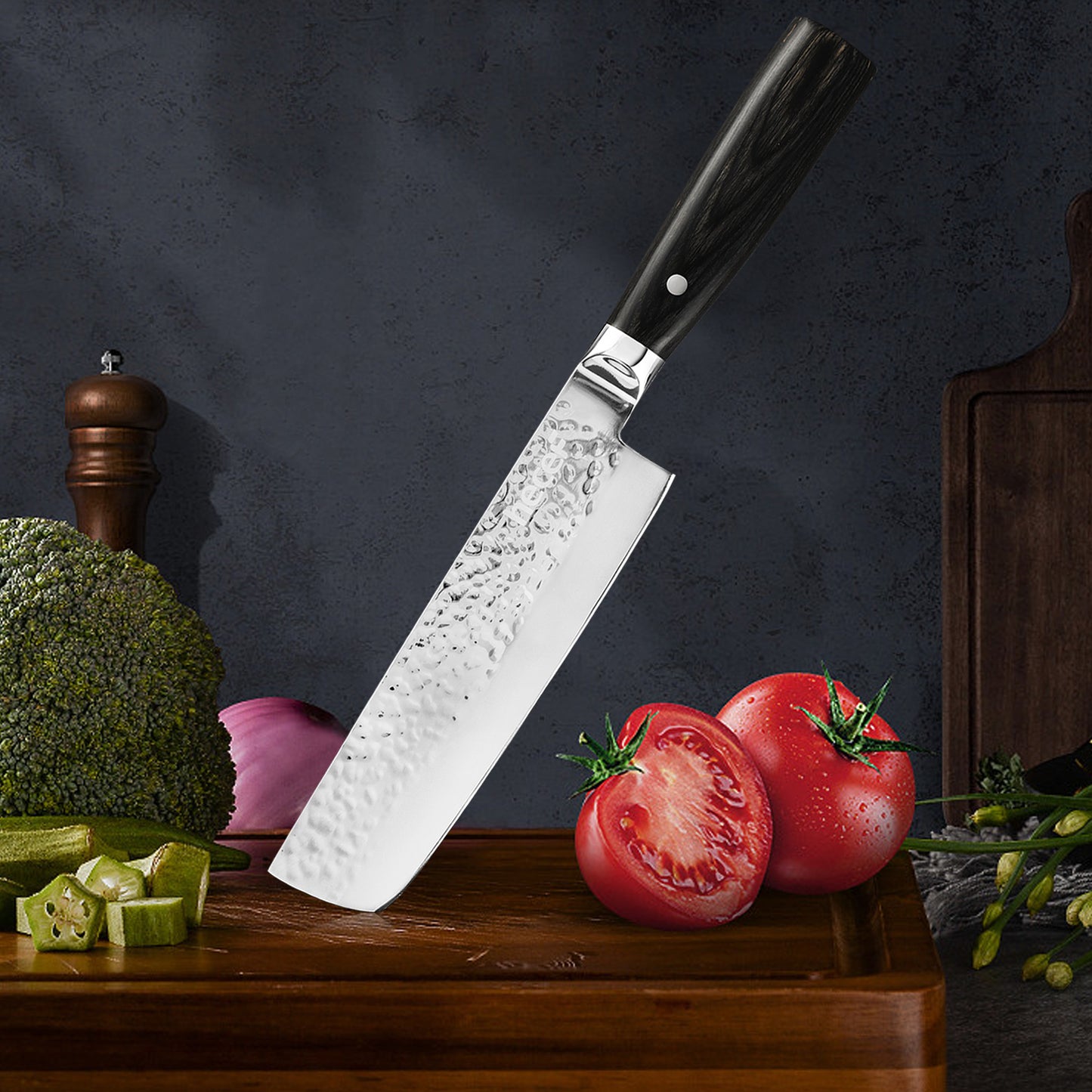 hecef 7inch/ 18cm Japenese Professional Chef Knife Nakiri Kitchen Knife Set Stainless Steel Cooking Knife for Vegetables Fruit - Hecef Kitchen