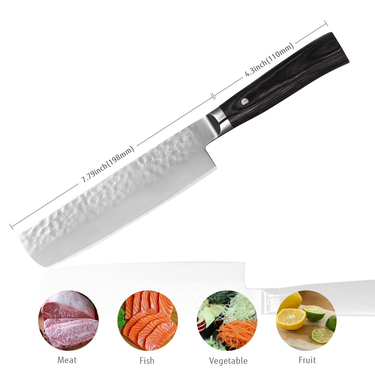 hecef 7inch/ 18cm Japenese Professional Chef Knife Nakiri Kitchen Knife Set Stainless Steel Cooking Knife for Vegetables Fruit - Hecef Kitchen