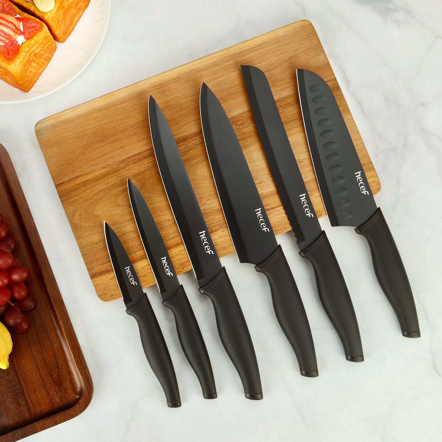 Hecef Black Oxide Knife Set of 6 with Matching Blade Protective Sheath – Hecef  Kitchen