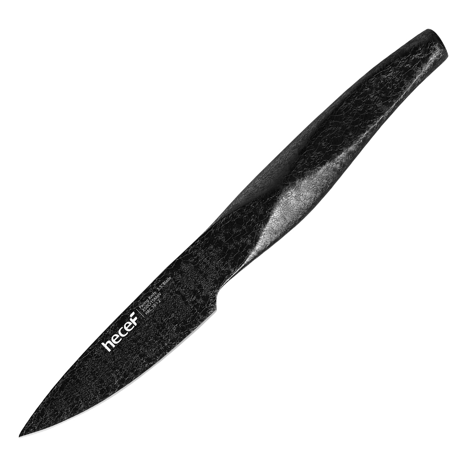 hecef Ice Crack Paring Knife 3.5 inch, Small Kitchen Knife for Peeling, Super Sharp Stainless Steel & Diamond Steel Ergonomic Handle, Black - Hecef Kitchen