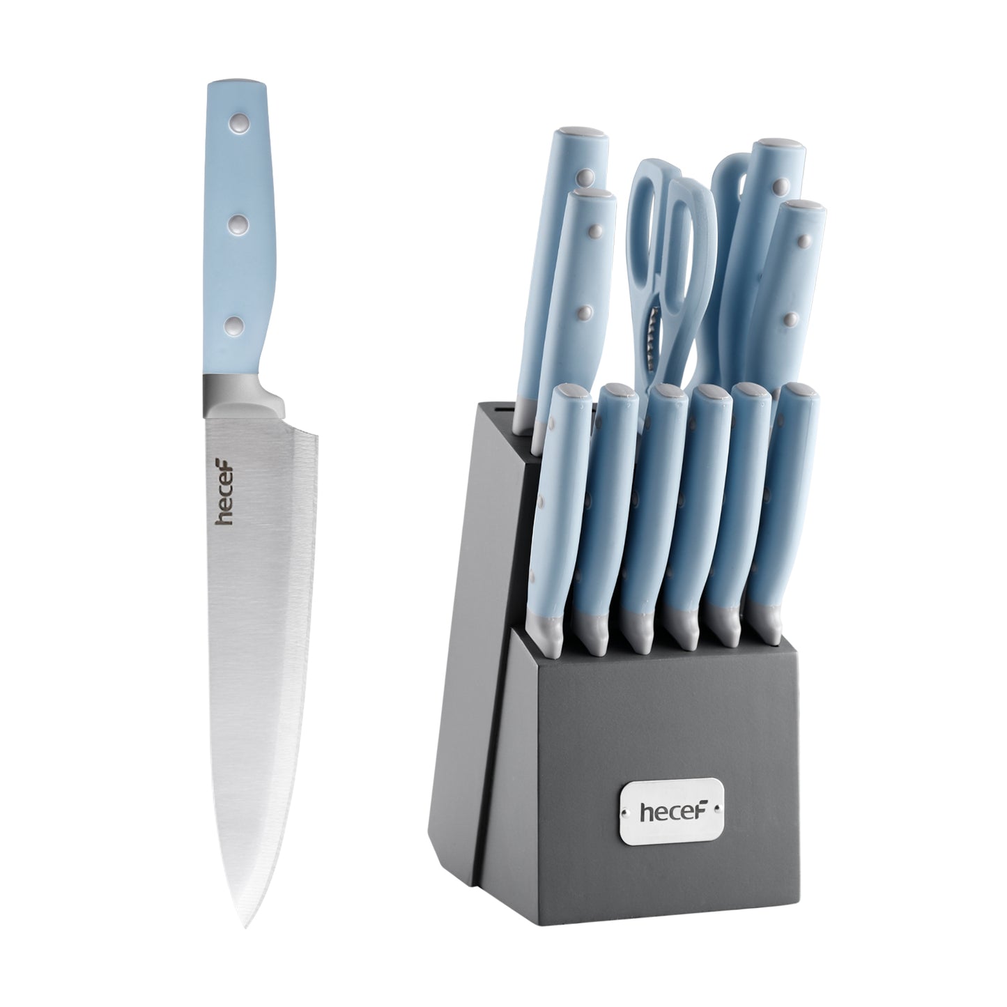 Hecef Kitchen Knife Block Cutlery Set of 14 with Honing Rod & Scissor - Hecef Kitchen