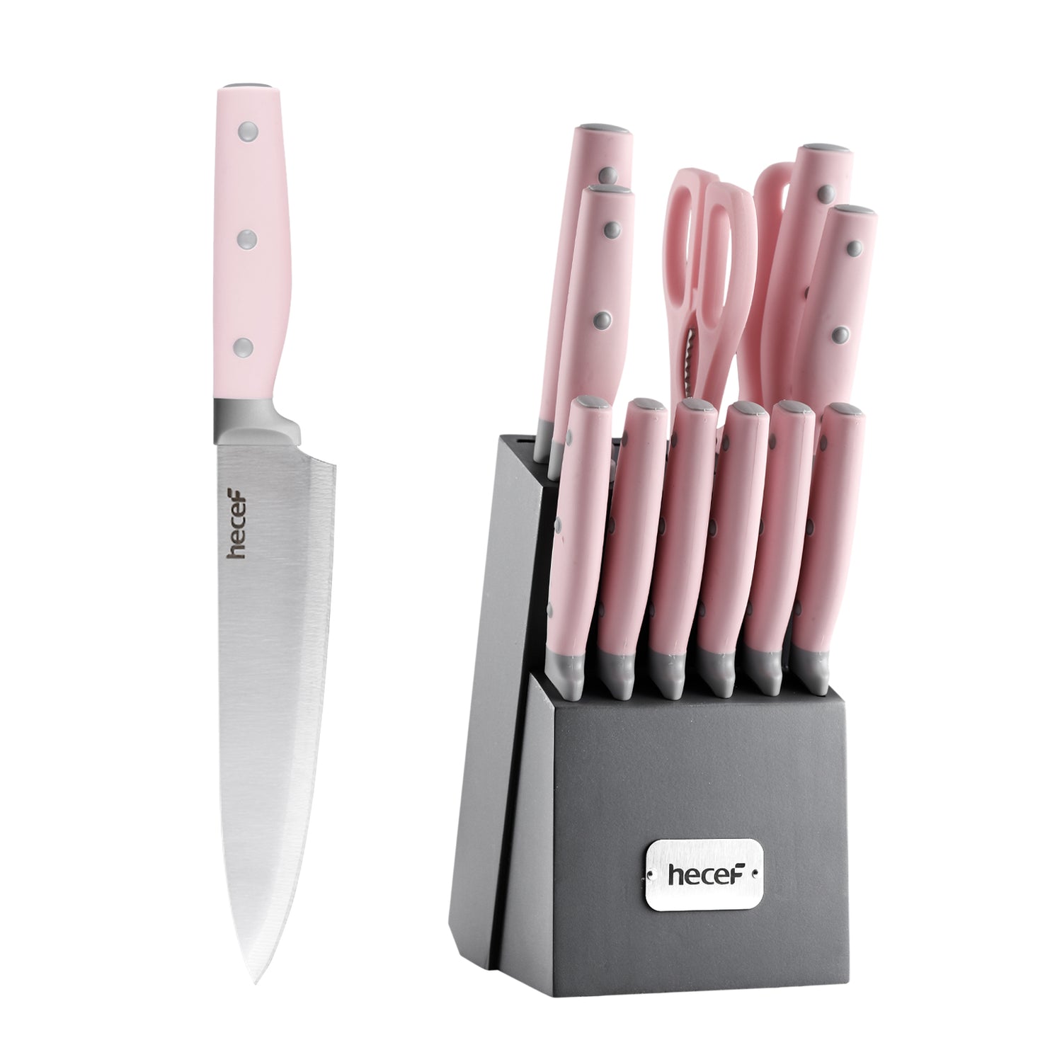 6 Piece Stainless Steel Kitchen Knife Set Pink with Knives Stand