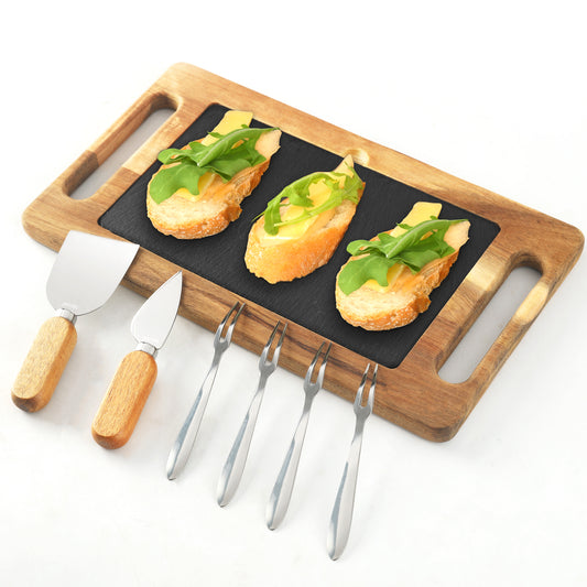hecef 13'' Cheese Board and Knife Set 8 Pcs Charcuterie Board Set Cheese Tray Platter Unique House Warming Gift New Home Anniversary Wedding Gifts for Couple, Bridal Shower Gift for Women - Hecef Kitchen