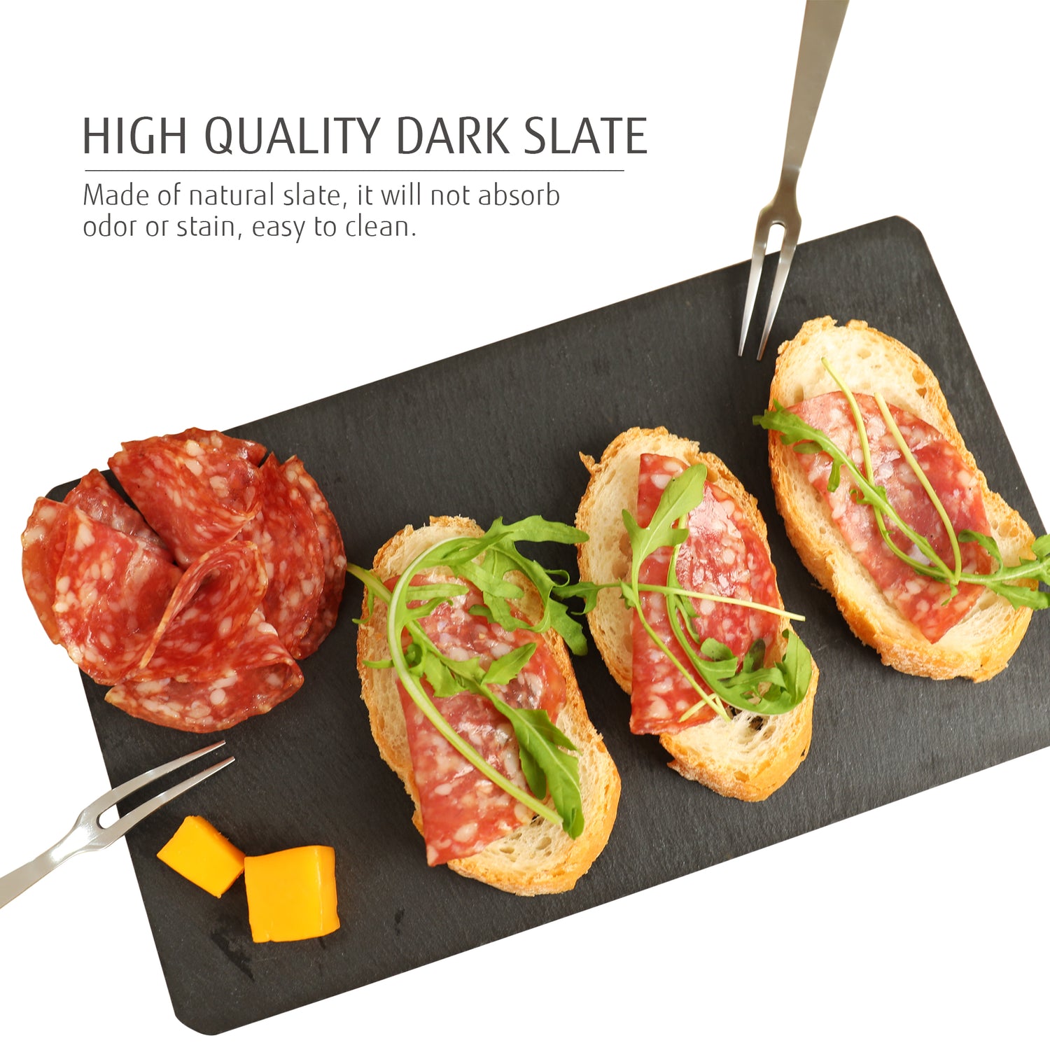 Hecef 13" Acacia Wood Cheese Board, Charcuterie Serving Platter with Black Slate, Cheese Tools for Housewarming Party Gift - Hecef Kitchen
